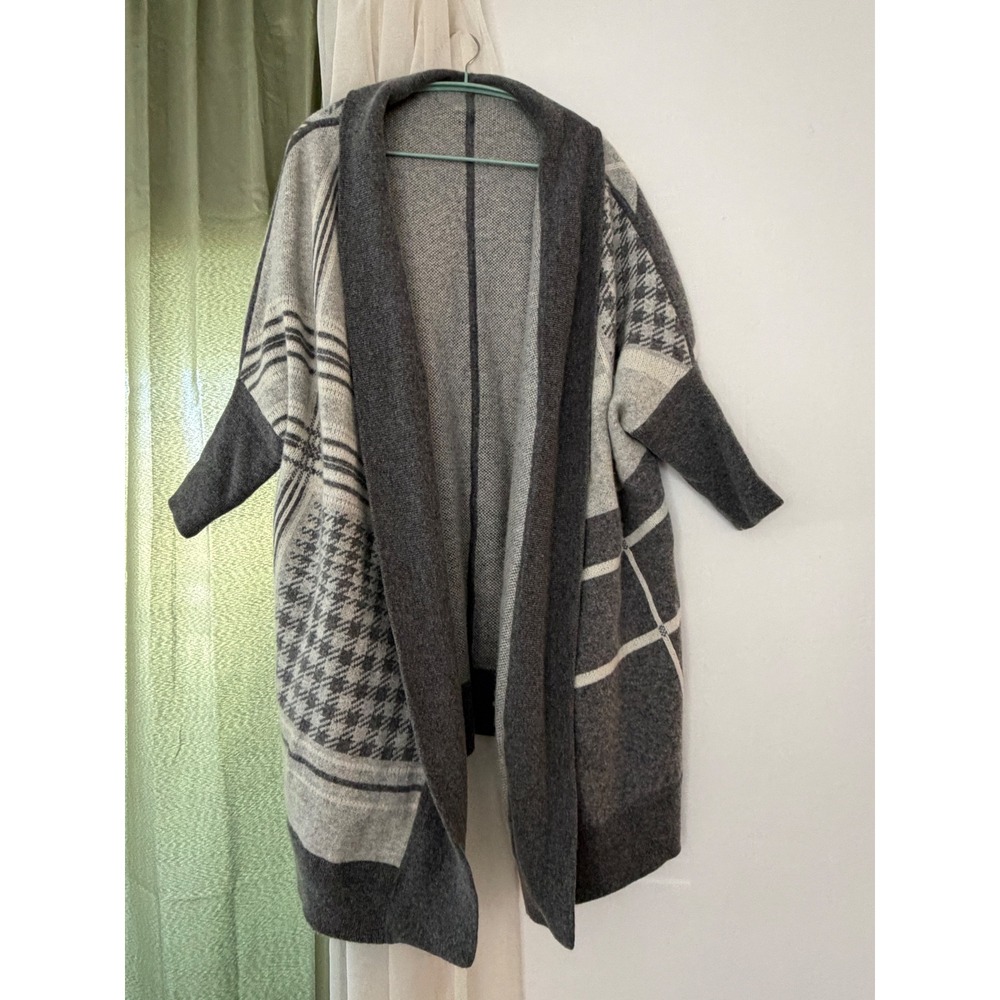 Knit Patchwork Open Cardigan Womens One Size Gray Duster Lagenlook Layering